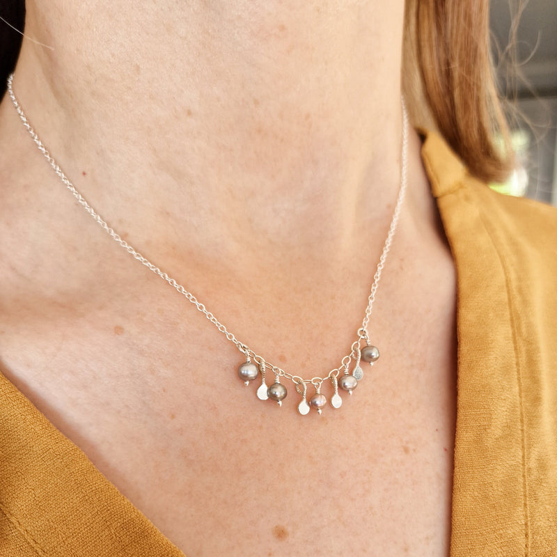Silver & Pearl Confetti Necklace