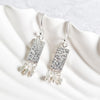 Rectangle Silver Bead Drop Earrings