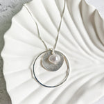 Sale Silver Hammered Circle & Pearl Pendant