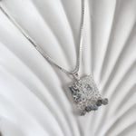 Rectangular Silver Bead Necklace