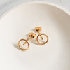 Yellow Gold Vermeil Circle Bar Stud Earrings