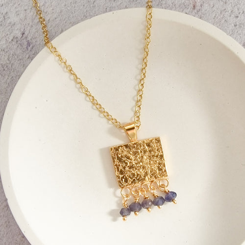 Rectangular Gold Vermeil Beaded Necklace