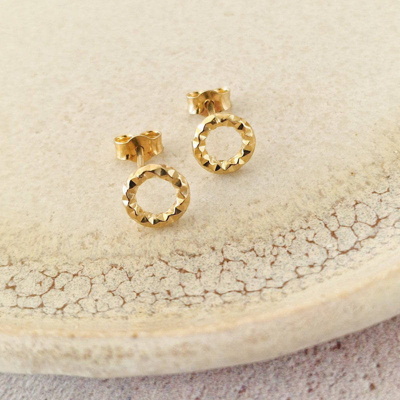 Sale Gold Vermeil Faceted Circle Studs