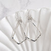 Sale Silver Diamond Shape Hammered Drop Earrings