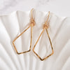 Gold Vermeil Diamond Shape Hammered Drop Earrings