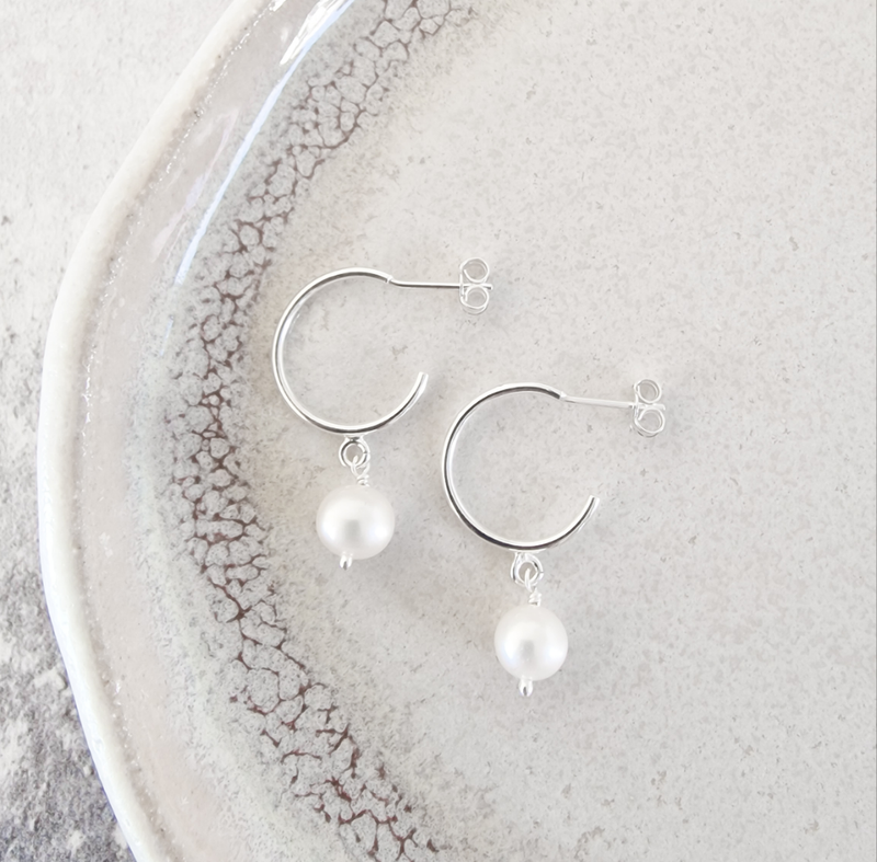 Sale Pearl Hoop Earrings