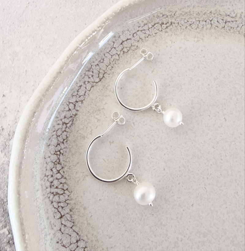 Sale Pearl Hoop Earrings