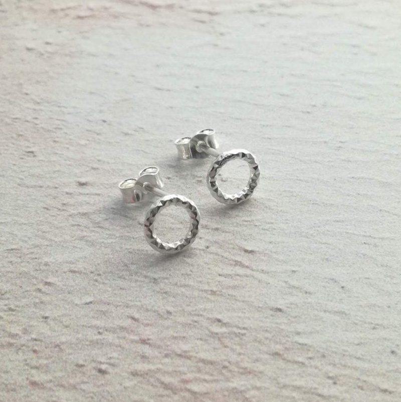 Sale Faceted Circle Stud Earrings