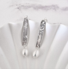 Sale Silver & Pearl Bar Drop Earrings