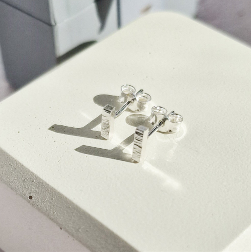 Textured Bar Stud Earrings