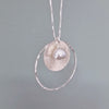 Sale Silver Hammered Circle & Pearl Pendant