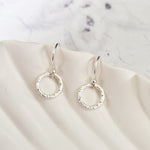 Sale Silver Textured Circle Drop Earrings