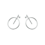 Large Circle Bar Stud Earrings