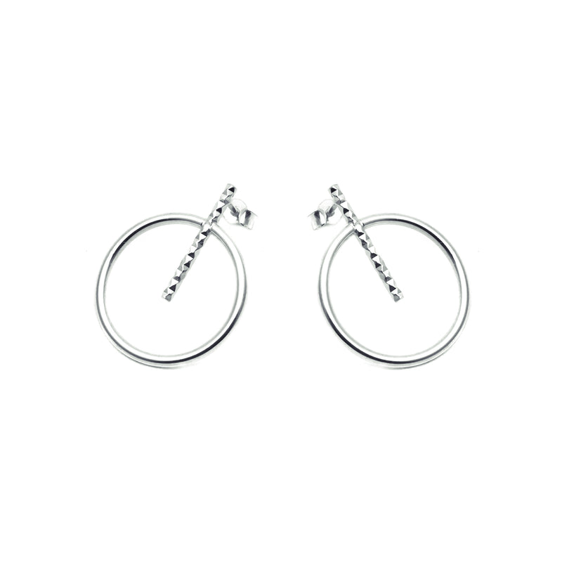 Large Circle Bar Stud Earrings