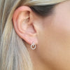 Silver Circle Bar Stud Earrings
