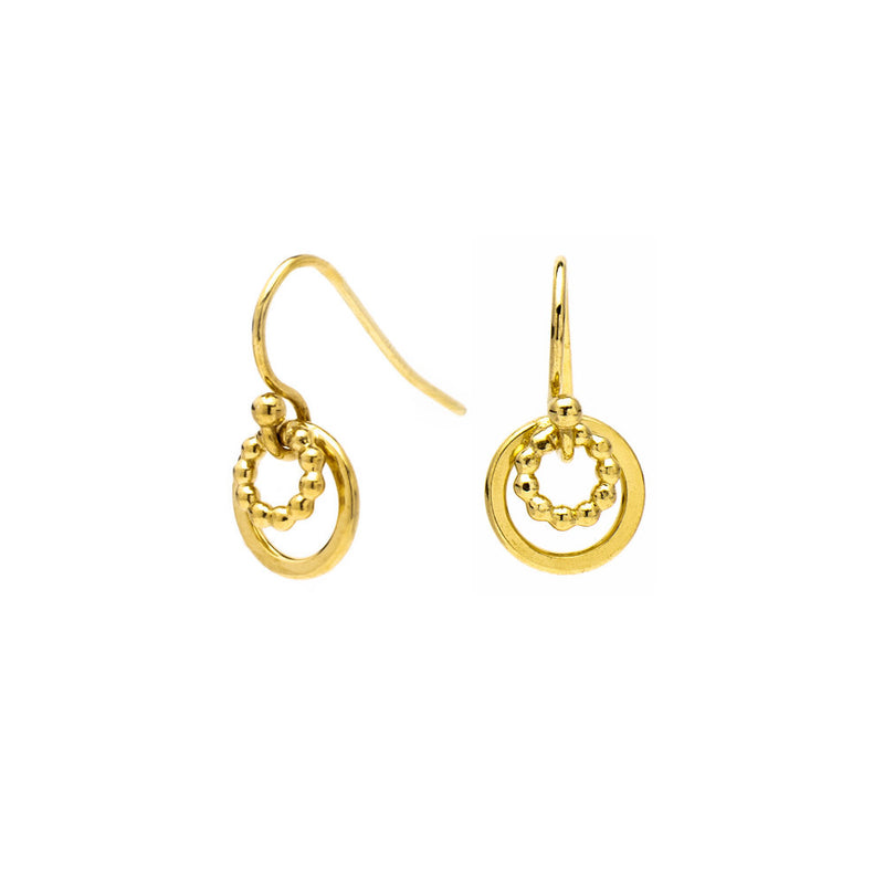 Gold Dotty Circle Drop Earrings
