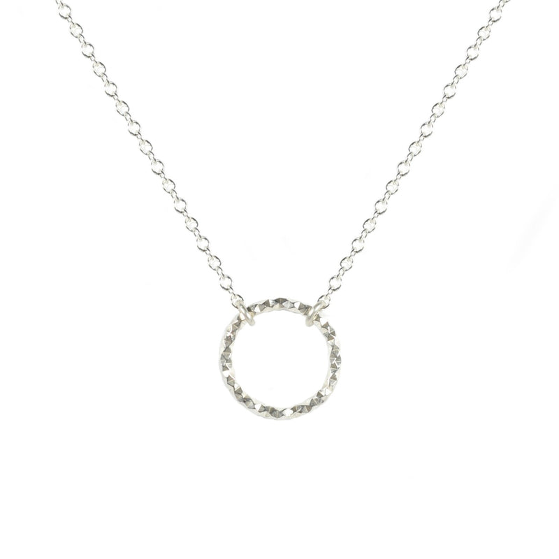 Silver Faceted Circle Necklace