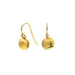 Gold Hammered Disc Drop Earrings