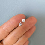 Silver Square Hammered Studs