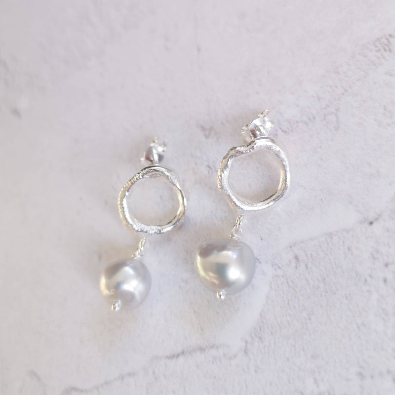 Ripple Pearl Drop Earrings