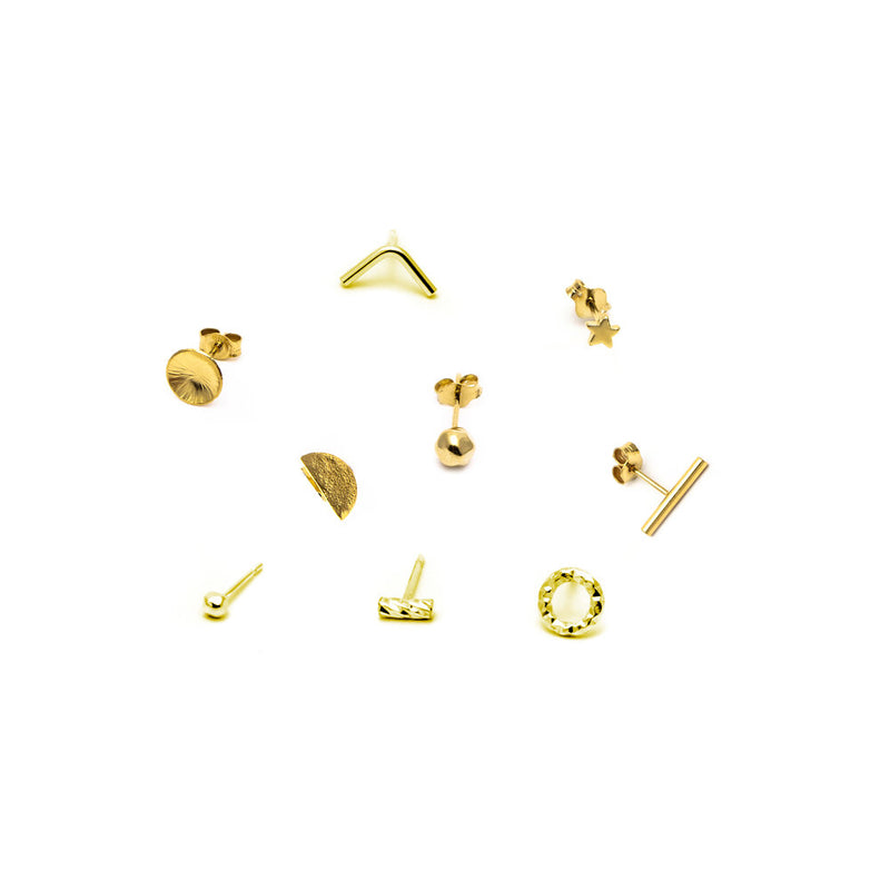 Gold Mix and Match Stud Earring Set