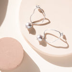 Oval Wave Pearl Stud Earrings