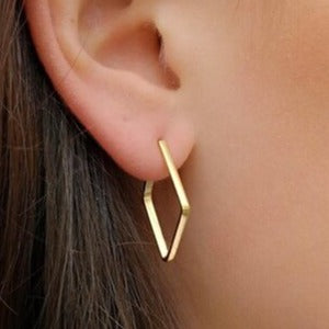 Gold Vermeil Diamond Shape Hoop Earrings