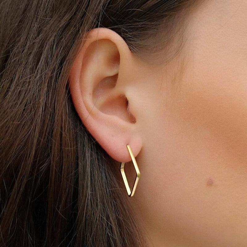 Sterling Silver Diamond Shape Hoop Earrings  Heisers Jewelry
