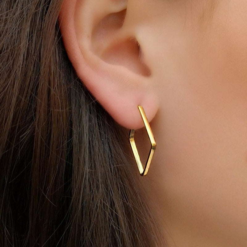 Gold Vermeil Diamond Shape Hoop Earrings  Marion Made Jewellery