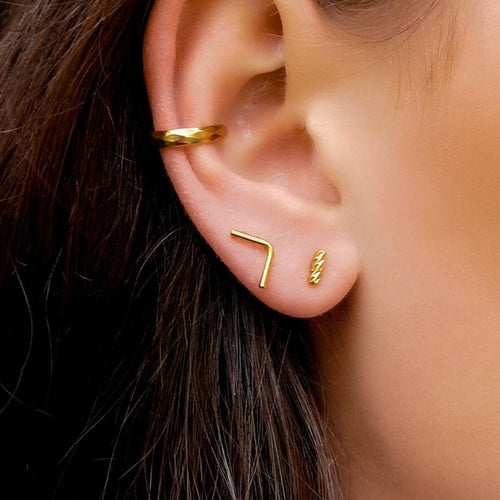 Sale Chevron Curved Bar Stud Earrings